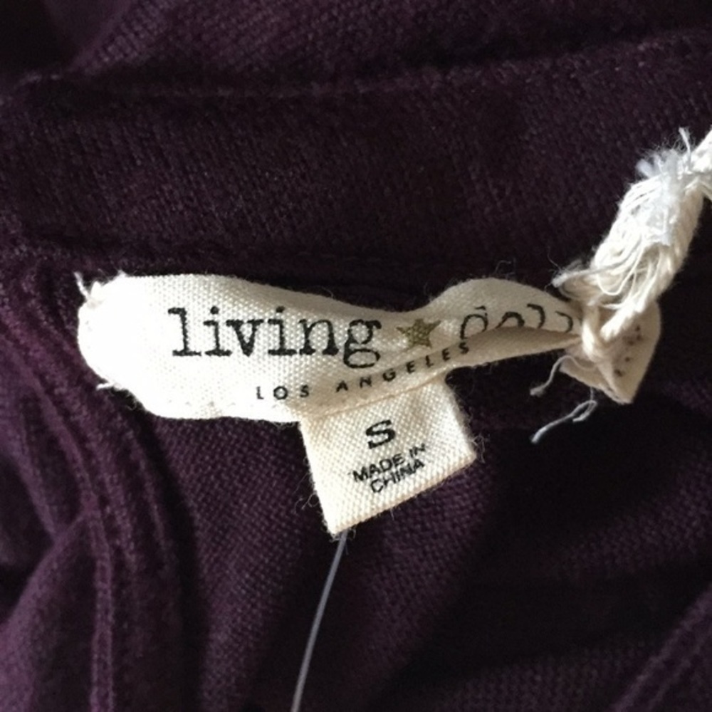 NWOT Dark Purple Choker V Neck Dress 3/4 Sleeved - Picture 7 of 7